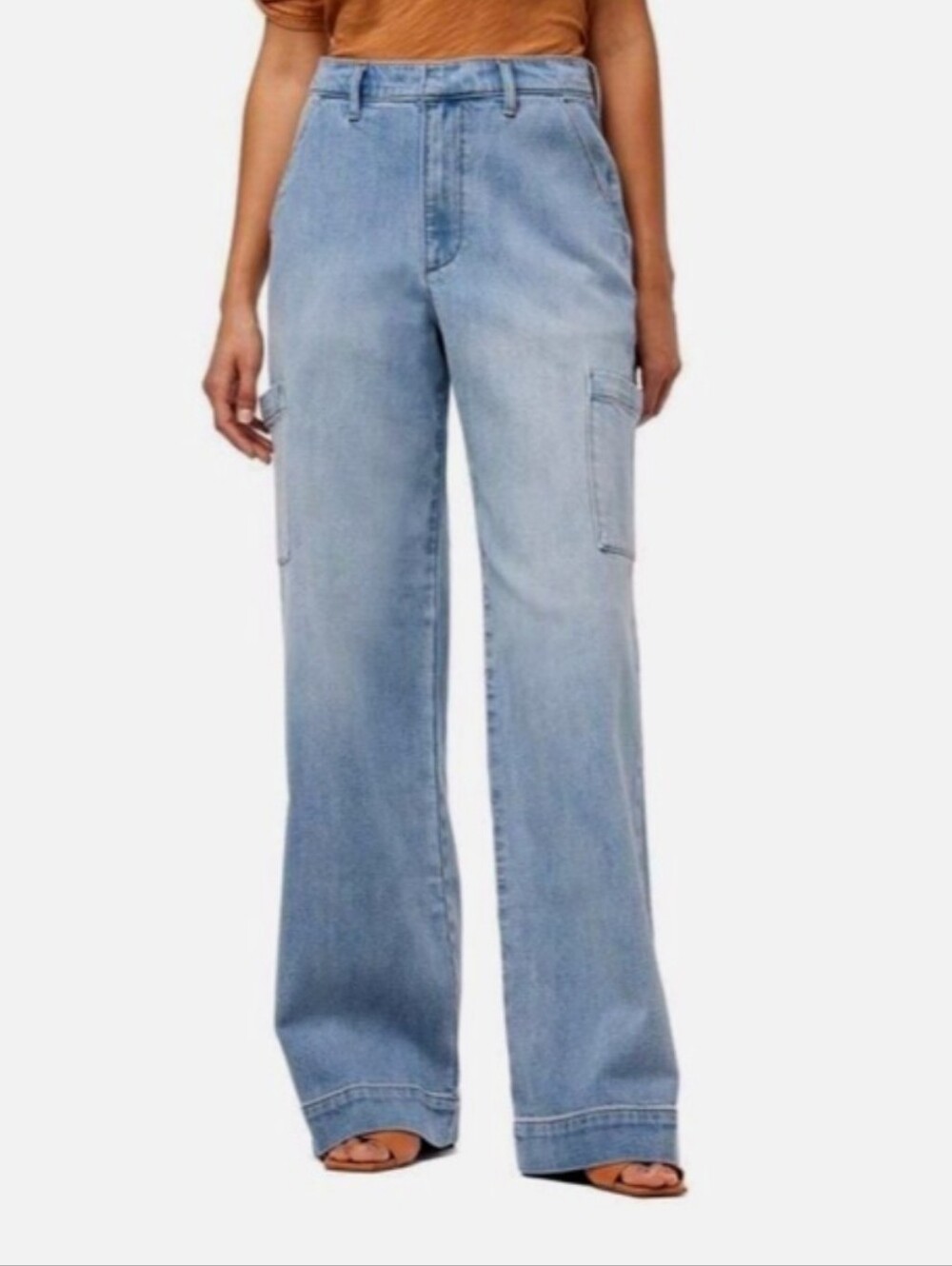 Joe's Jeans The Nolan Cargo Wide Leg Carpenter Jeans Light Wash Blue High Rise